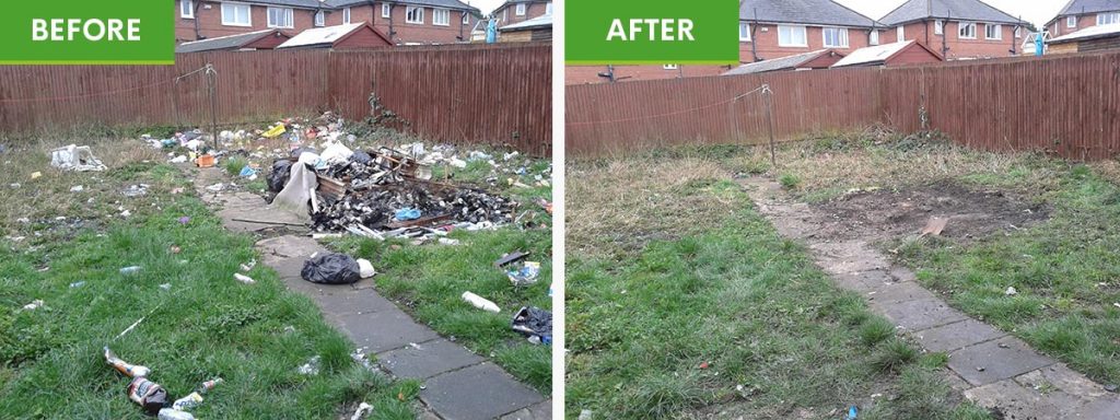Garden cleanup - before and after